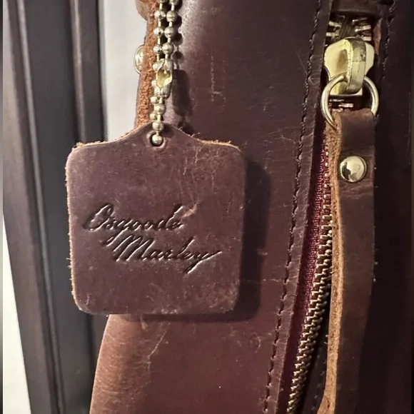 Osgoode Marley Jordyn N/S Zip Top Brown Distressed Leather Crossbody Purse RFID - Picture 3 of 15
